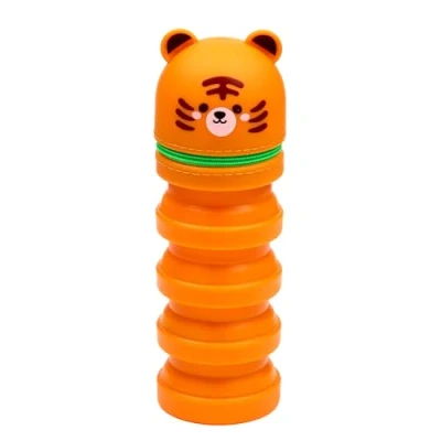 Abbildung von Puckator Teleskop Stiftetui Pop Up aus Silikon Tiger süße Tiere, Mehrfarbig, Ausziehbares Federmäppchen