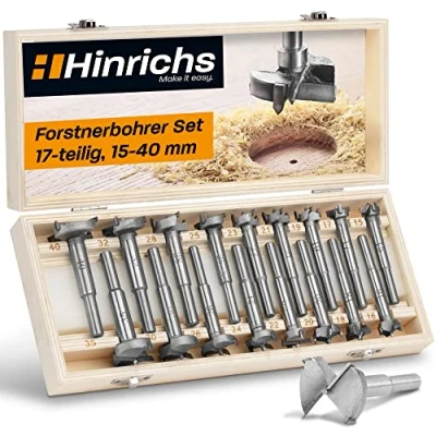 Abbildung von Hinrichs Forstnerbohrer Set in Holz Aufbewahrungsbox, (Set, 17 tlg), mit verschiedenen Bohrern