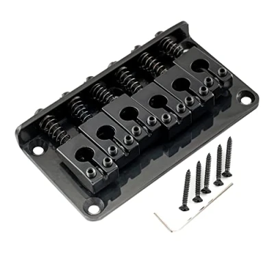 Abbildung von Musiclily Pro 52,5mm ST Hardtail Steg Fester Bridge PRS Style Saitenreiter Non Tremolo Brücke für Strat Tele E Gitarre, Schwarz
