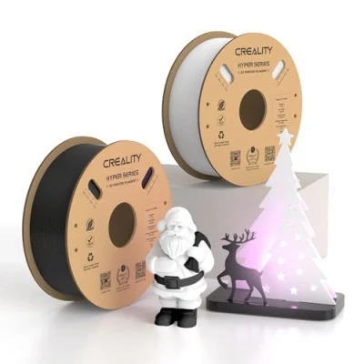 Abbildung von Creality Hyper PLA Filament, 3D Drucker High Speed 1.75mm Druck Filament für Hochgeschwindigkeitsdruck, Maßgenauigkeit +/ 0.02mm, 2kg (1kg/Spule*2) Weiß + Schwarz