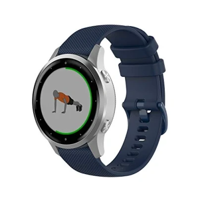 Abbildung von Wownadu 18mm Quick Release Bands Kompatibel für Garmin Vivoactive 4S/Vivomove 3S/Venu 2S, Forerunner 255S/255S Music/265S Armband Blau Silikon Sport Damen Herren Ersatzarmband, Zubehör