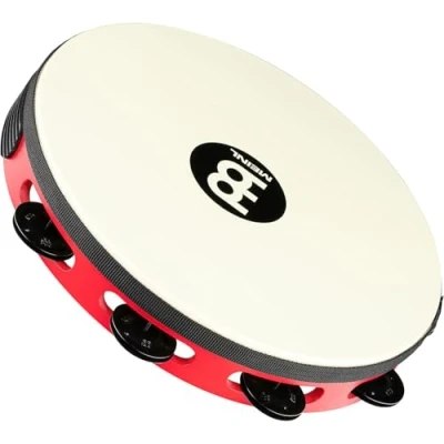 Abbildung von Meinl Percussion Traditional Headed Tambourine Mit Synthetikfell Durchmesser 10 Zoll Siam Eiche / Stahl, Rot Schwarz (TAH1BK R TF)