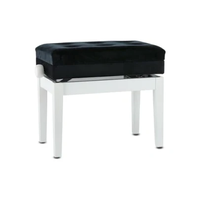 Abbildung von GEWA Pianobank Deluxe Compartment (Massivholz, Bruchlast von 2 Tonnen, Sitzfläche 52x30 cm, präzise Scherenmechanik, Höhe 48 bis 57 cm), weiß matt