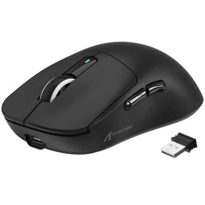 Abbildung von VGN GAMEPOWER x ATTACK SHARK X3 SUPERLIGHT Kabellose Gaming Maus, 49g Ultraleicht Mouse, 26000DPI, PixArt PAW3395, 2.4G/BT/Kabelgebunden, PTFE Feet, Bis zu 200 Std. Akku, G502, PC/Xbox/PS/Mac, Schwarz