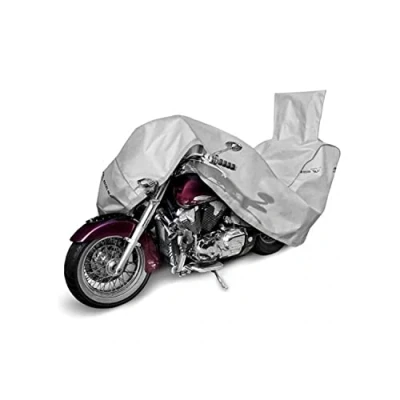 Abbildung von Motorrad Abdeckplane Motorradabdeckung Motorradgarage Chopper mit Box 245 270 cm Grau Wasserfest &amp; Extrastark Outdoor gegen Regen Schnee Wind UV Strahlung Laub und Anderen Schmutz