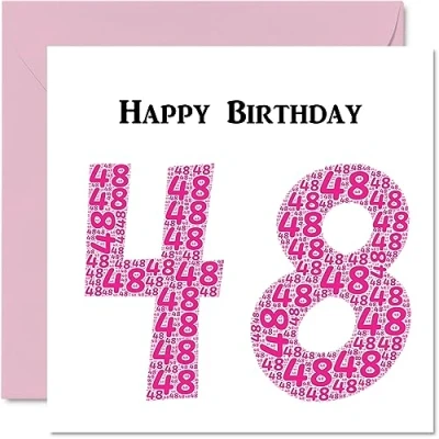 Abbildung von Stuff4 lustige Geburtstagskarte zum 48. Geburtstag für Frau Shapecloud Happy Birthday Karte Vater, Mutter, Bruder, Schwester, Großvater, Oma, Onkel, Tante, 145 mm x Grußkarten,