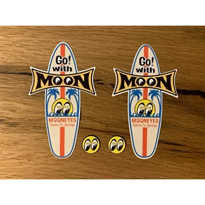 Abbildung von 24/7stickers #250 / 4er Hotrod Surf Aufkleber Set 10x5,5cm + 1,5cm Oldschool Sticker Beach Surfing USA V8 Kult Oldtimer Retro Vintage
