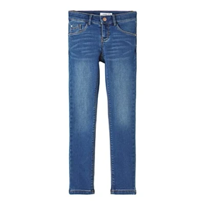 Abbildung von Name it Nkfsalli Jeans Straight Leg für Kinder, Größe: 128, Dark blue denim