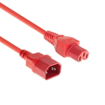 Abbildung von ACT Warmgerätekabel 5m, C14 Stecker auf C15 Buchse, Stromkabel Verlängerung, Warmgerätestecker Rot AK5336