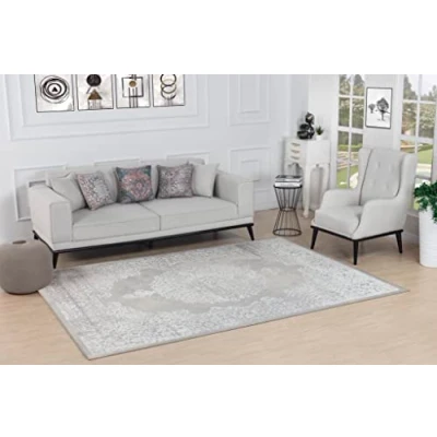 Abbildung von Surya Agadir Vintage Teppich Wohnzimmer, Esszimmer, Flur, Rugs Living Room Boho Orientalisch Style, Kurzflor Carpet Hellbeige 160x213cm