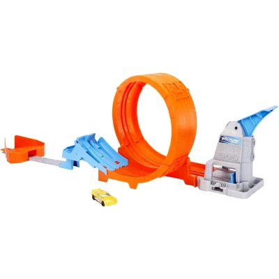 Abbildung von Hot Wheels GTV13 Loop Stunt Champion Track Set mit 1 Fahrzeug im Maßstab 1:64, Spielzeug Autorennbahn für Kinder ab 4 Jahren