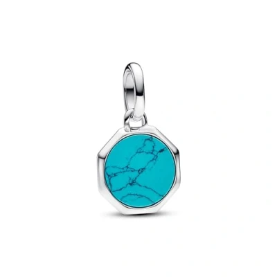 Abbildung von PANDORA ME Türkisfarbenes Gravierbares Mini Medaillon Charm aus Sterling Silber mit künstlichem Türkis, Kompatibel und Moments Armbänder, 793388C01