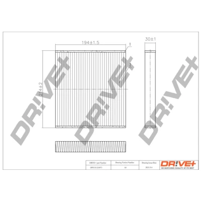 Abbildung von Dr!ve+ DP1110.12.0073 Innenraumfilter Partikelfilter 193 213 30 TOYOTA: Verso, Yaris II Schrägheck, Avensis III Station Wagon, LEXUS: IS 2, GS