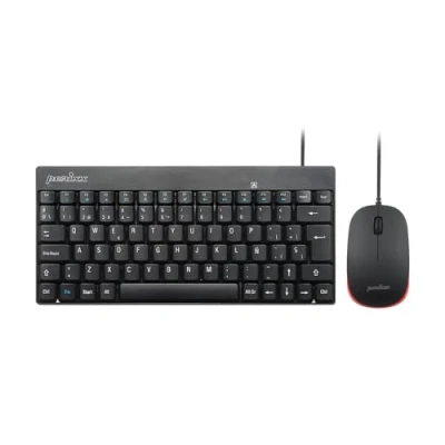 Abbildung von Perixx PERIDUO 212 Combo Teclado pequeño y Ratón Con Cable para Windows, 12 Teclas Multimedia, Layout QWERTY Español