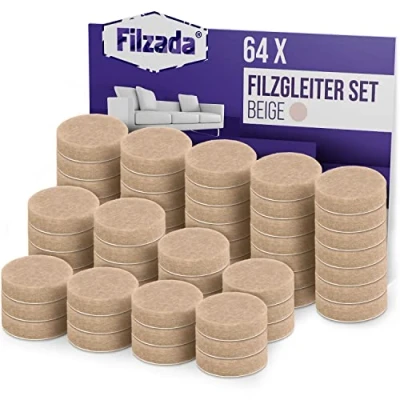 Abbildung von Filzada Filzgleiter 64x Selbstklebend Rund Ø 20mm Möbelgleiter Stuhlgleiter