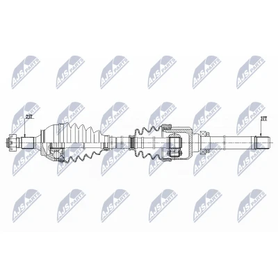 Abbildung von NTY NPW CT 081 Antriebswelle Vorderachse rechts 940, 349 PEUGEOT: 3008 I, 308 I SW, 5008