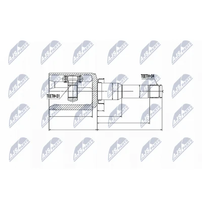 Abbildung von NTY NPW DW 017 Gelenksatz Automatikgetriebe Vorderachse links, getriebeseitig CHEVROLET: Orlando