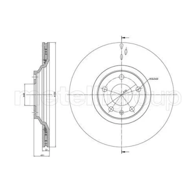 Abbildung von METELLI 23 0866C Bremsscheibe 330,0 22,0 5 68,0 Belüftet lackiert AUDI: A6 C6 Avant, Limousine