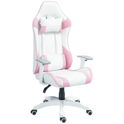 Abbildung von Gaming Stuhl Bürostuhl Ergonomisch mit Lendenkissen, Kopfkissen Rosa