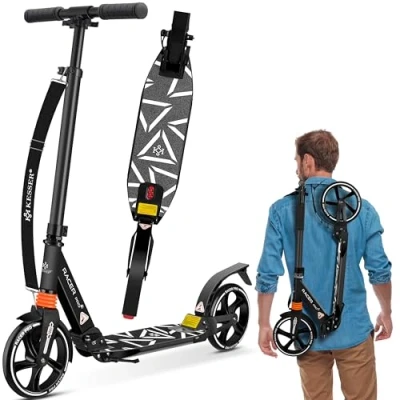 Abbildung von KESSER® Cityroller Scooter 205mm Räder PU Big Wheel Pro S Tretroller mit Doppel Federung, City Roller klappbar und Höhenverstellbar, Inkl. Gurt, Kickscooter für Erwachsene Kinder