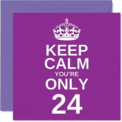 Abbildung von lustige Geburtstagskarte zum 24. Geburtstag für Männer und Frauen, Aufschrift &quot;Keep Calm&quot;, Bruder, Tochter, Onkel, Schwester, Sohn, Tante, Nichte, Neffe, Cousin, 145 x