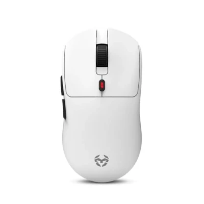 Abbildung von KROM KLEVER White Ultraleichte kabellose Gaming Maus, 55 Gramm, optischer Präzisionssensor Pixart PMW 3325, 6 Tasten, DPI Stufen bis zu 10000, inklusive kabellosem 2,4 GHz Empfänger, USB, Weiß.