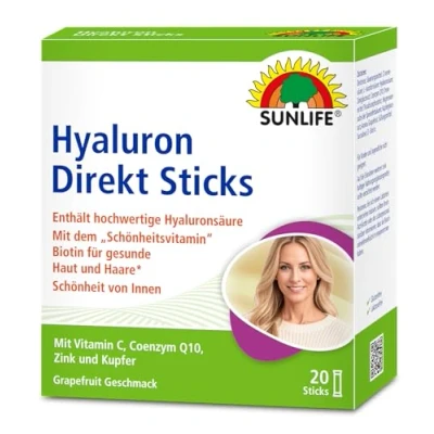 Abbildung von SUNLIFE SUNLIFE® Hyaluron direkt Sticks mit Biotin Coenzym Q10 Straffe Haut 1 x täglich den Inhalt eines Beutels auf die Zunge geben und langsam im Mund zergehen lassen