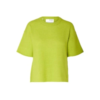 Abbildung von Selected Femme Slfmalineliliana 2/4 KNIT Oneck NOOS Strickpullover, Damen, Größe: XL, Lime green