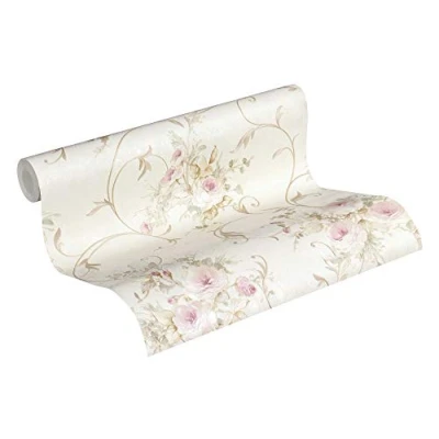 Abbildung von A.S. Création Vliestapete &quot;Romantico romantisch floral&quot;, floral, Ornament Tapete Blumen Rosa Grün Creme