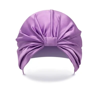 Abbildung von Silk Hair Wrap The Lila 100% luxuriöse Seiden Haarwickel Der Seidenhauben Haarturban schützt und repariert geschädigtes Haar, Schlafmütze geeignet für krauses, lockiges glattes Haar