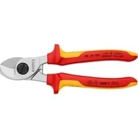 Abbildung von Knipex Elektrikerschere 95 16 165 Kabelschere, verchromt, isoliert mit Mehrkomponenten Hüllen, VDE geprüft mm