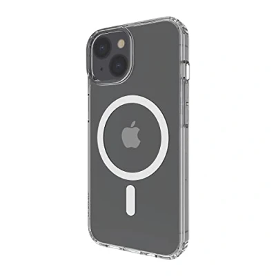 Abbildung von Belkin mit MagSafe kompatible iPhone 14 Hülle, durchsichtiges, magnetisches Case integrierten Magneten und Kameraschutz durch erhöhte Ränder, geeignet zum kabellosen Laden