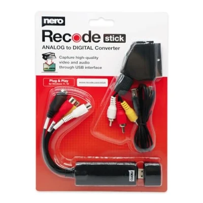 Abbildung von Nero VHS zu USB Video Grabber Recode Stick selbst digitalisieren ANALOG to DIGITAL Capture Card Windows 11/10 MacOS (Videokassetten S Hi8 Super 8 DVD PC)