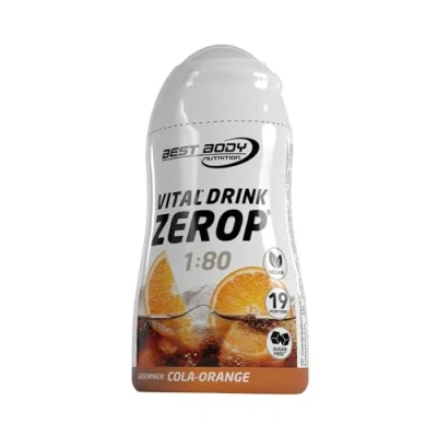 Abbildung von Best Body Nutrition Vital Drink ZEROP Cola Orange, Original Getränkekonzentrat Sirup zuckerfrei, 1:80 ergibt 19 Portionen Fertiggetränk, 48 ml