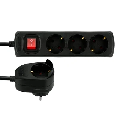 Abbildung von REV Steckdosenleiste PowerSplit Mehrfachsteckdose 4 Fach (3+1), mit Schalter zum Stromsparen, 3500W, 2m, schwarz