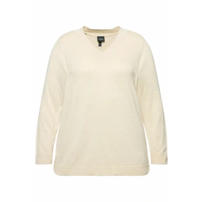 Abbildung von Ulla Popken Strickpullover, Damen, Größe: 62/64, Nature melange