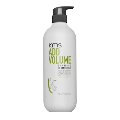 Abbildung von KMS ADDVOLUME Shampoo für feines bis mittelstarkes Haar, dem Volumen fehlt oder das dünn erscheint, mehr Fülle, stärkeres vegane Formulierung mit upgecyceltem Reis, ohne Silikone, 750ml