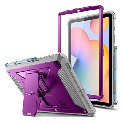 Abbildung von Fintie Stoßfeste Schutzhülle für Samsung Galaxy Tab S6 Lite 10,4 Zoll 2024/2022/2020, Tuatara Rugged Unibody Hybrid Bumper Kickstand Cover mit integriertem Displayschutz, Lila