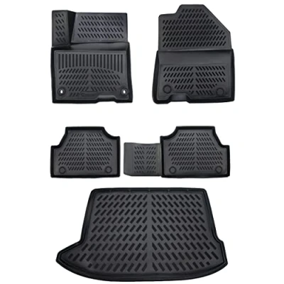 Abbildung von ELMASLINE 3D Gummimatten &amp; Kofferraumwanne Set für Hyundai KONA Elektro (2017 2023) Zubehör Kofferraummatte
