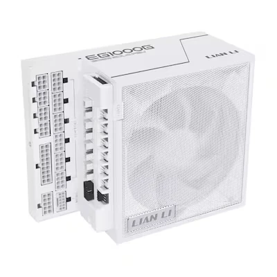 Abbildung von Lian Li Edge Gold 1000 PC Netzteil Weiß, Watt ATX Netzteil, PCIe 5.1, 3.1 PSU 80 Plus Gold, modular, Sleeved Cable Kit, 12VHPWR für NVIDIA RTX, leiser Lüfter, USB Hub &amp; Fan