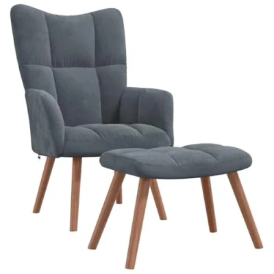 Abbildung von vidaXL Sessel Relaxsessel mit Hocker Dunkelgrau Samt (1 St)