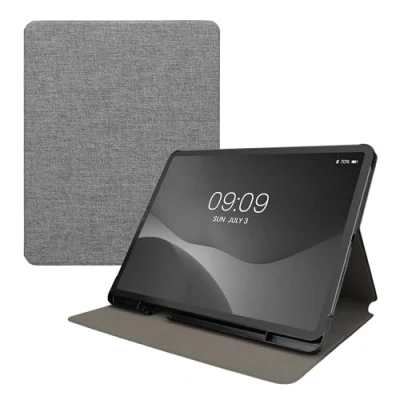 Abbildung von kwmobile Hülle kompatibel mit Apple iPad Air 13&quot; (6. Gen 2024) / Pro 12.9&quot; (2018/2020/2021/2022) Slim Tablet Cover Case Schutzhülle Ständer Grau