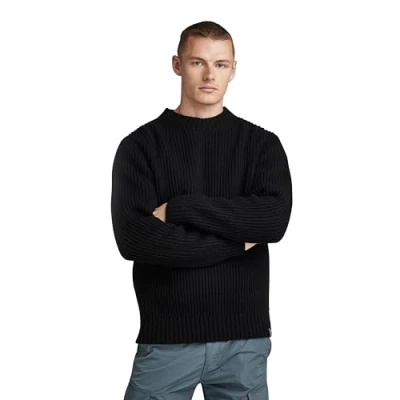 Abbildung von G STAR RAW Herren Essential Knitted Pullover, Schwarz (dk black D23731 D447 6484), XL