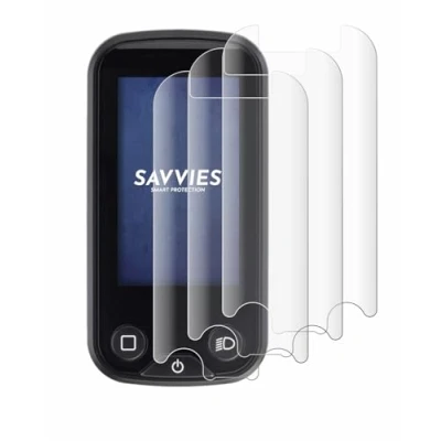 Abbildung von Savvies 4 Stück Full Screen Schutzfolie für Shimano Steps SC E6100 Cover Displayschutz Folie [3D Curved, Transparent, Anti Fingerabdruck]
