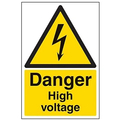 Abbildung von vsafety Schilder 68003 au s &quot;Danger High Voltage&quot; Achtung Elektrische Schild, selbstklebend, Portrait, 200 mm x 300 mm, schwarz/gelb
