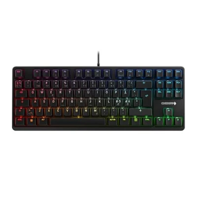 Abbildung von CHERRY G80 3000N RGB TKL, Kabelgebundene Gaming Tastatur Ohne Nummernblock, Pan Nordisches Layout (QWERTY), Beleuchtung, MX SILENT RED Switches, Schwarz