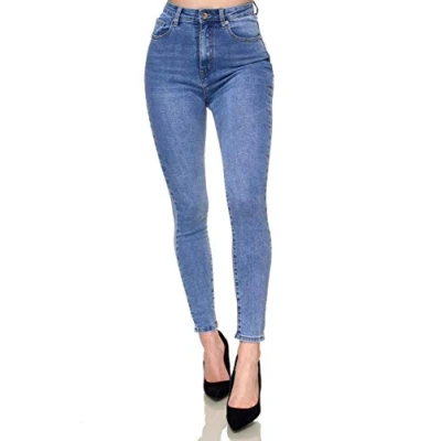 Abbildung von Elara Super High Waist Damen Hose Chunkyrayan EL12D2 Blau 36 (S)