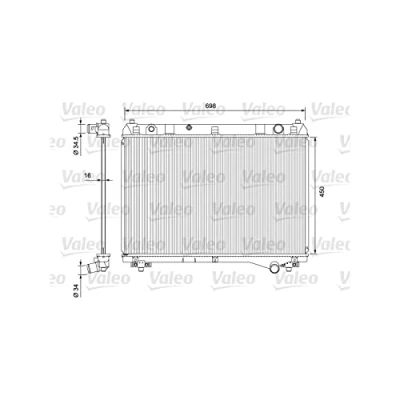 Abbildung von VALEO 701722 Kühler, Motorkühlung Aluminium 450 698 16 ohne Kappe Kühlrippen gelötet SUZUKI: Grand Vitara 2 SUV