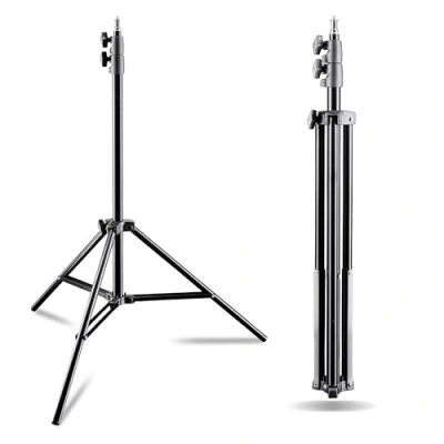 Abbildung von Walimex pro AIR 200 2er Set Lampenstativ 200cm Lichtstativ mit Luftfederung Höhe max cm, 4,5 kg Traglast, Aluminium, Leuchtenstativ für Fotografie Studio Outdoor