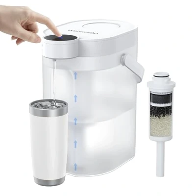 Abbildung von Waterdrop FreshTaste 𝐖𝐚𝐬𝐬𝐞𝐫𝐞𝐧𝐭𝐡ä𝐫𝐭𝐞𝐫 Elektrischer Wasserfilter Kanne, 4L Spender für Kühlschrank, Reduziert Kalk, Chlor, Blei, Kupfer, Reinigt, Weiß (Ersatzfilter: WD EWFS)